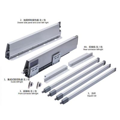 Tandem box drawer system with one set rails（Square）- 200mm