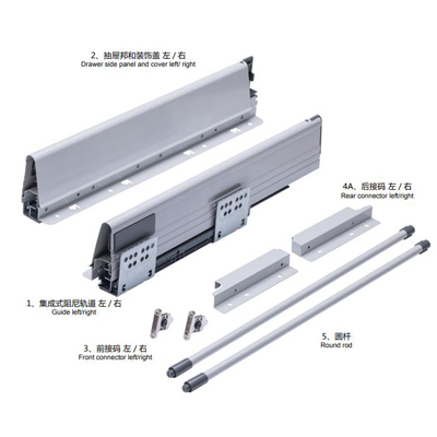 Tandem box drawer system with one set rods（Round）- 160mm