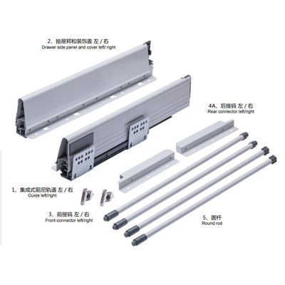 Tandem box drawer system with one set rods（Round）- 200mm